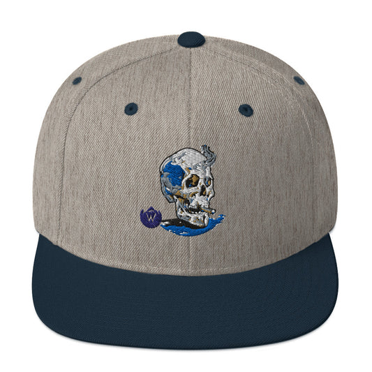 A flatbill baseball hat with a stylish Skull